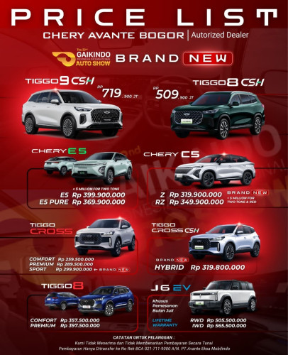 Pricelist Harga Chery katapang 2025